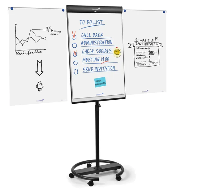 legamaster-7-153600-universal-flipchart-triangle-mit-rundfu-schwarz image 1