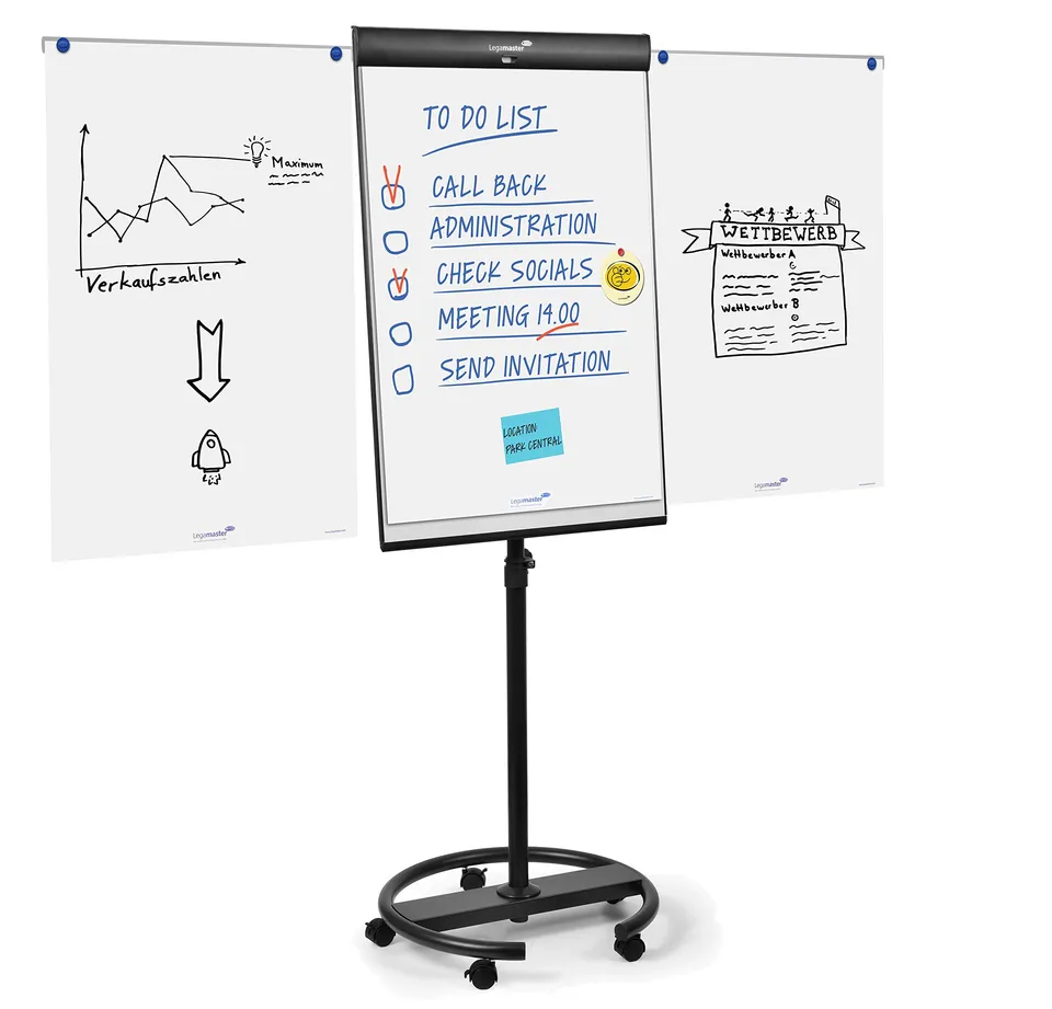 legamaster-7-153600-universal-flipchart-triangle-mit-rundfu-schwarz image 1