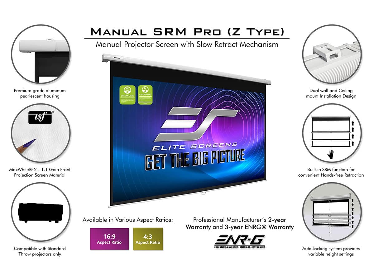 elite-screens-manual-srm-pro-series-manuelle-rollo-leinwand image 4