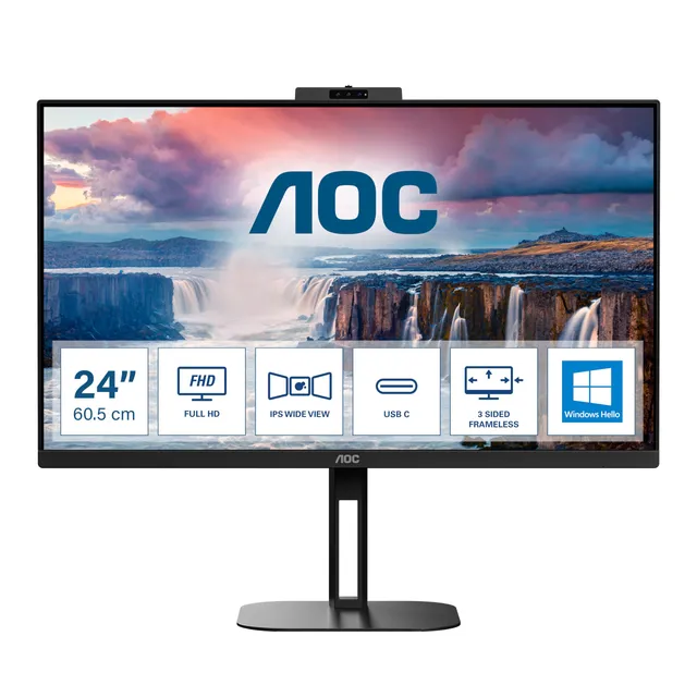 aoc-24v5cw-24-zoll-fhd-monitor-mit-webcam-lautsprecher-und-usb-c image 1