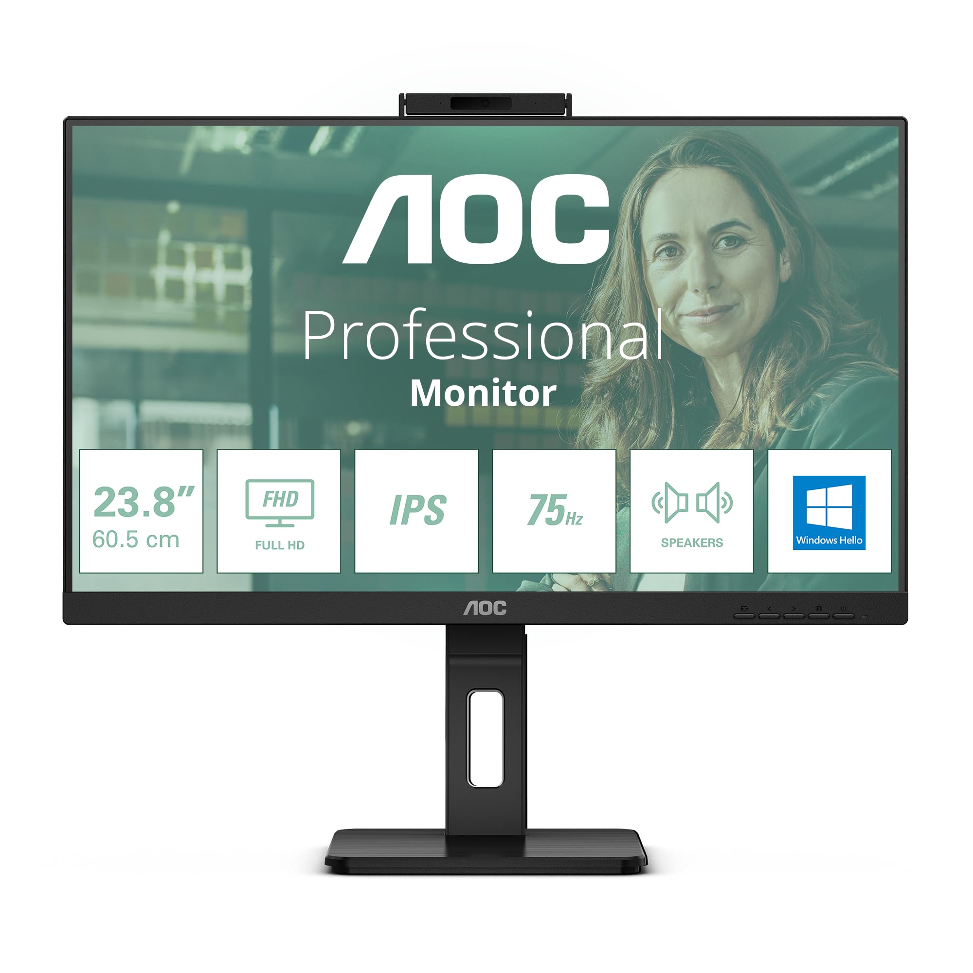 aoc-24p3cw-24-zoll-full-hd-monitor-mit-5mp-webcam-usb-c-65w-und-rj45 image 2